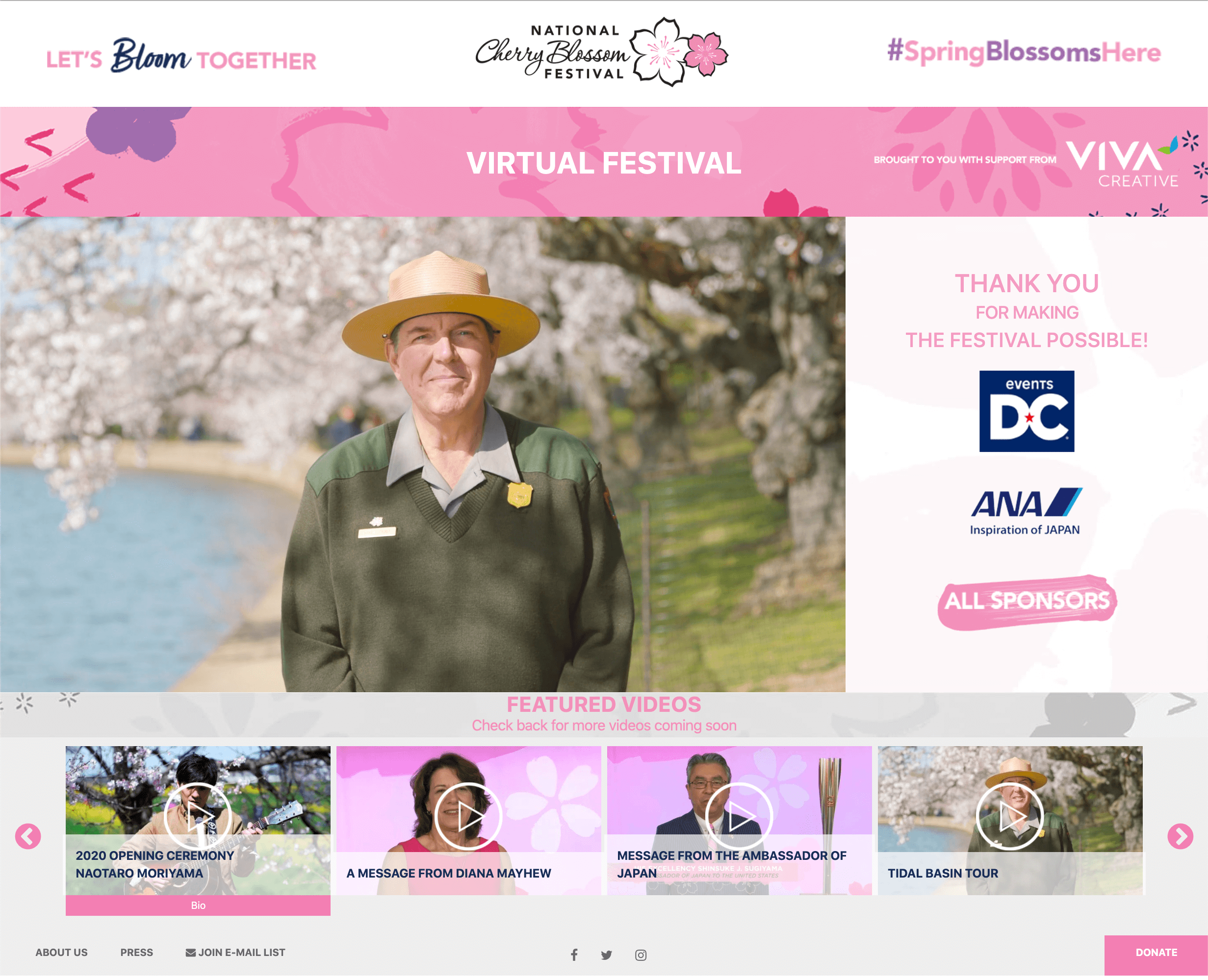 Custom designed microsite for National Cherry Blossom Festival